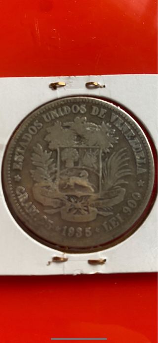 Moneda 5 Bolívares Plata Venezuela 1935