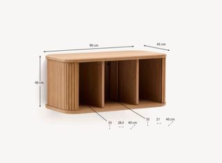 Mueble de baño Mailen en chapa de fresno con acabado natural 90 x 45 cm