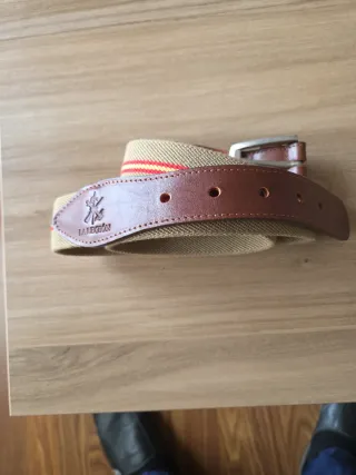 Cinturón Lona y Cuero Legión Beige/Marrón
