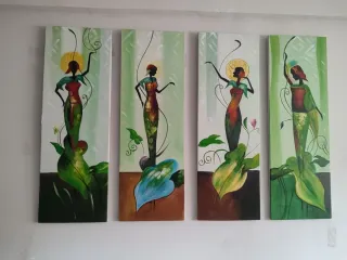 4 Quadri in tela a olio con figure