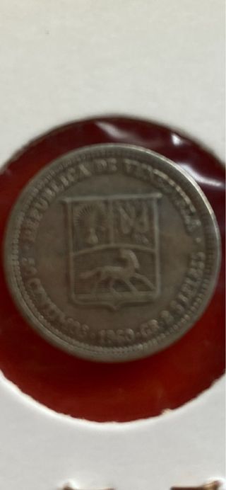 Moneda 50 céntimos Bolívar Plata Venezuela 1960