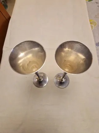 2 Copas de cava Metálicas Silver Plated