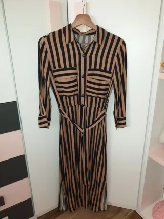 Vestido midi rayas marrones y negras