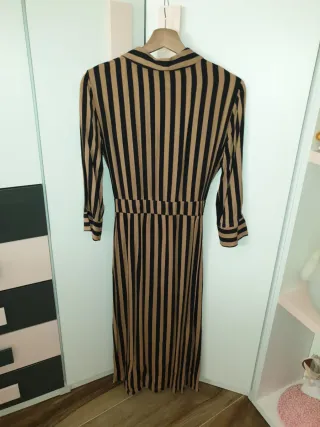 Vestido midi rayas marrones y negras