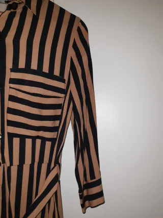 Vestido midi rayas marrones y negras