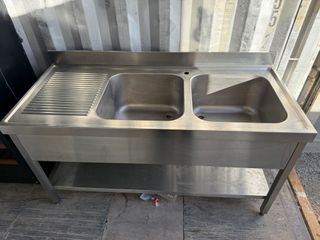 Fregadero Doble Industrial con Escurridor