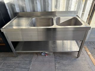 Fregadero Doble Industrial con Escurridor