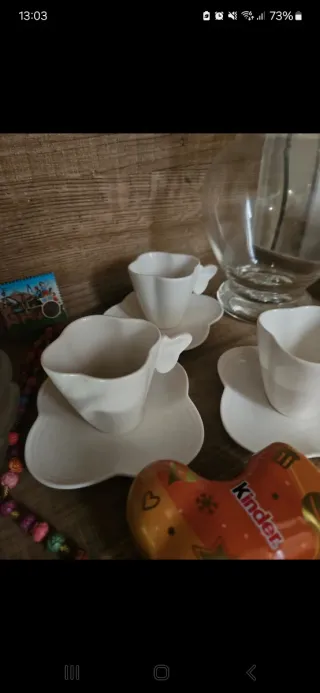 Set 6 Tazzine Porcellana Bianche con piattino