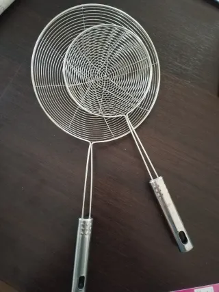 Set 2 Schiumarole/Colini in Acciaio Inox