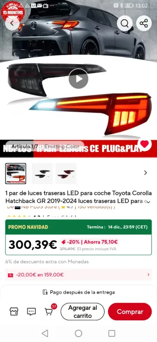 Pilotos Traseros Toyota Corolla Ahumados LED
