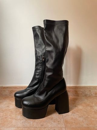 Botas altas negras tacón plataforma