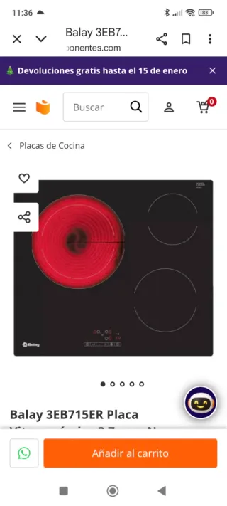 Encimera eléctrica Balay 3 fuegos