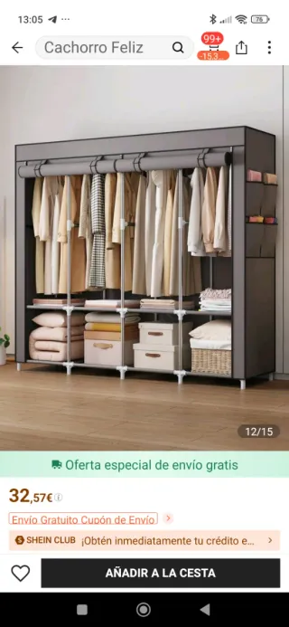 Guardaroba portatile in tessuto e metallo