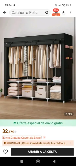 Guardaroba portatile in tessuto e metallo