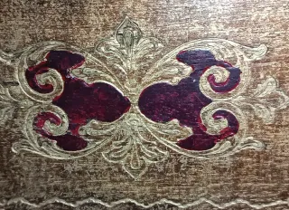 Bandeja antigua decorada madera