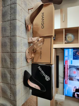 Lote Zapatos Mujer Mango Beige, Negro, Dorado