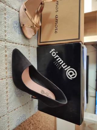 Lote Zapatos Mujer Mango Beige, Negro, Dorado