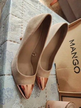 Lote Zapatos Mujer Mango Beige, Negro, Dorado