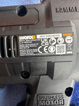 Taladro percutor WORX WX381.9 20V
