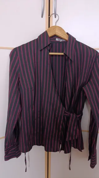 Topshop Camisa Rayas  Negra Morada