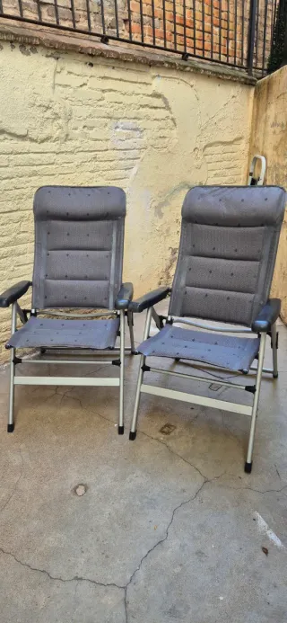 2 Sedie da Giardino Pieghevoli Grigie a 5 Posizioni