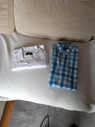 Camisa TEX Blanca 39/40 y Camisa cuadros talla M
