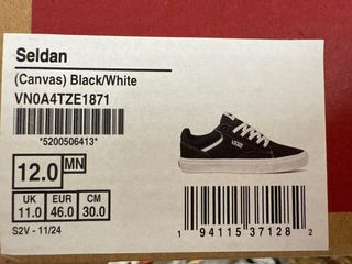 Zapatillas Vans Seldan Canvas Negro/Blanco Talla 4
