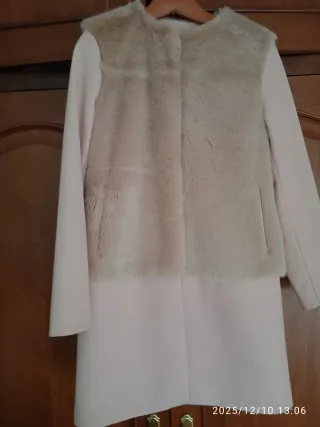 Abrigo paño y pelo rosa palo