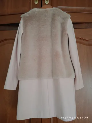 Abrigo paño y pelo rosa palo