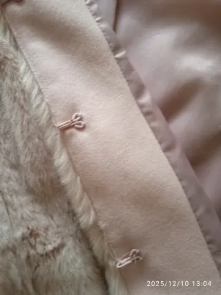 Abrigo paño y pelo rosa palo