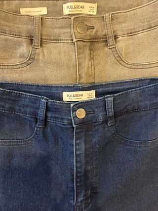 Pack 2 Jeans Pitillo Pull&Bear Marino y Gris