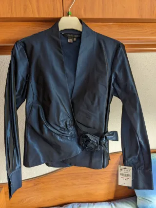 Vestido fiesta largo azul con chaqueta