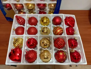 Set 40 palline di Natale oro e rosse