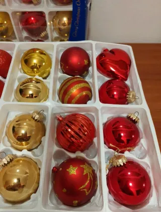 Set 40 palline di Natale oro e rosse