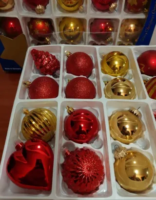 Set 40 palline di Natale oro e rosse