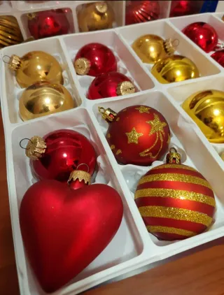 Set 40 palline di Natale oro e rosse