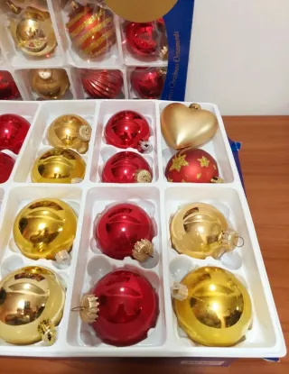 Set 40 palline di Natale oro e rosse