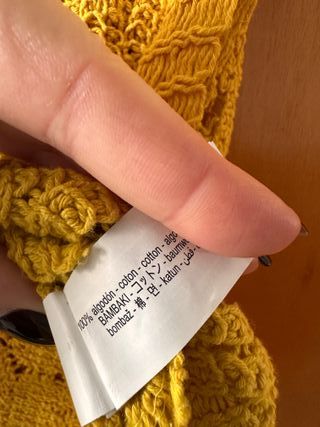 Chaleco Crochet Mostaza 100% Algodón Talla L