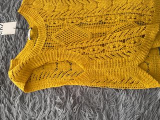 Chaleco Crochet Mostaza 100% Algodón Talla L