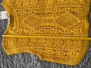 Chaleco Crochet Mostaza 100% Algodón Talla L