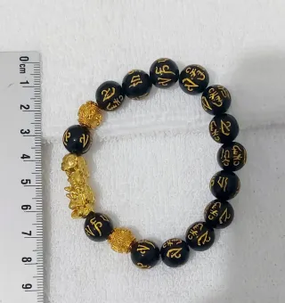 Pulsera Feng Shui Negra y Dorada