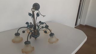 Lámpara de metal y cristal estilo vintage