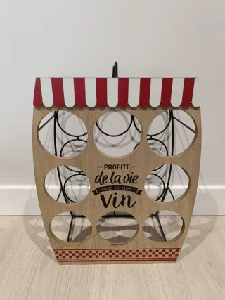 Botellero Decorativo Madera y Metal