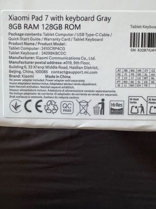 Xiaomi Pad 7 con Tastiera e Scontrino