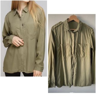 Camisa verde militar Zara M