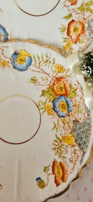 Set 3 Piattini in Porcellana Vittoriani Floreali