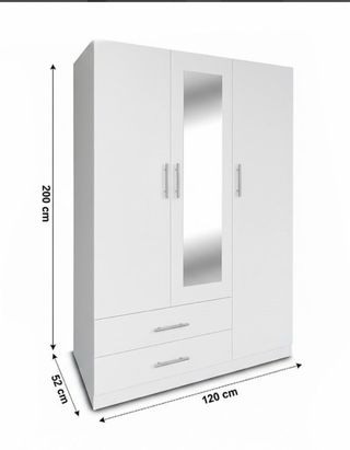 Armario blanco 3 puertas con espejo
