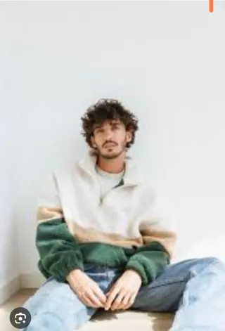 Jersey borrego oversize beige y verde