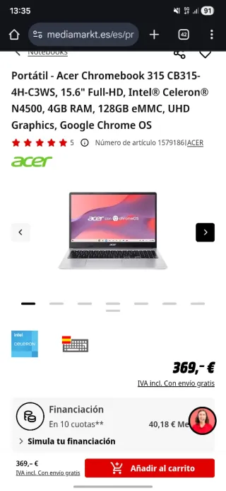 Acer Chromebook 315 Nuovo