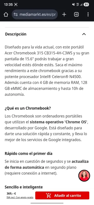 Acer Chromebook 315 Nuovo